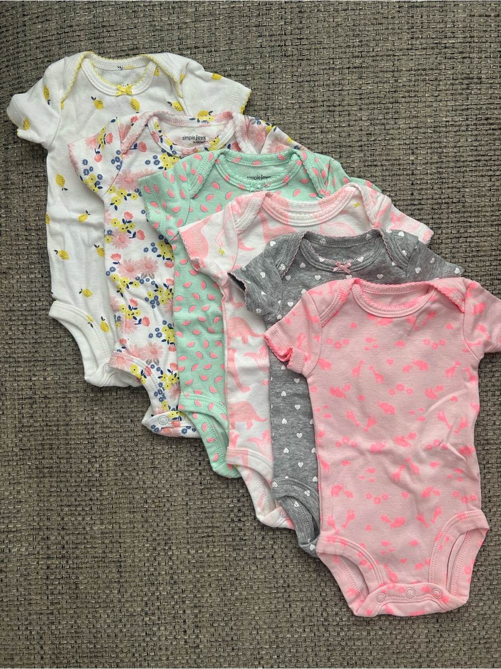 Carter's Baby One-Piece Bodysuit Pack - Pink, Gray, Mint, White, Yellow